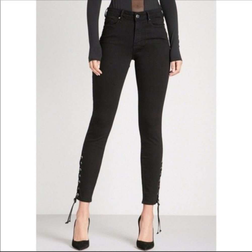 Good American Good Legs Lace Up Skinny High Rise Jeans 2/26